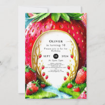 Simple Whimsical Juicy Strawberry Geburtstag