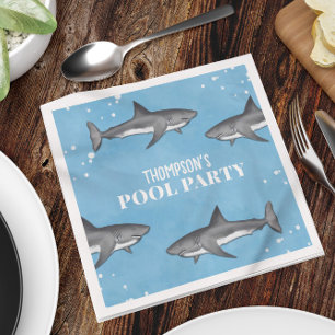 Simple Whimsical Pool Party Haie Blauer Ozean Serviette