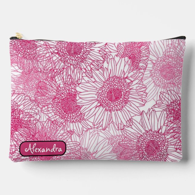 Simple White and Pink Floral Seamless Pattern  Zubehörtasche (Vorderseite)