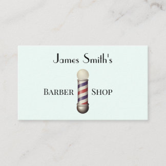 Simple White Barbers Pole Barbershop Business Card Visitenkarte