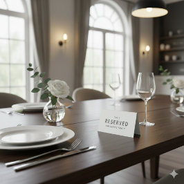 Simple White & Black Minimalist Table Tent Sign De Tischaufsteller