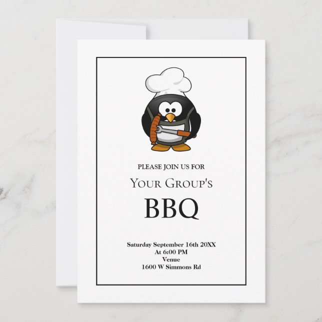 Simple White Funny BBQ Party Invitation (Devant)