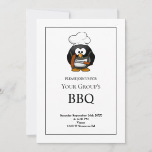 Simple White Funny BBQ Party Invitation