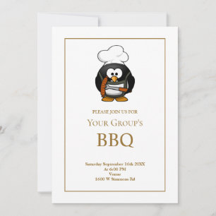 Simple White Funny BBQ Party Invitation