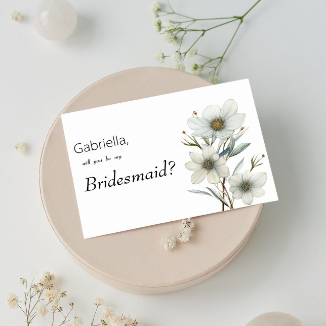Simple white mint green spring floral Bridesmaid Einladung (Simple white mint green spring floral Bridesmaid )