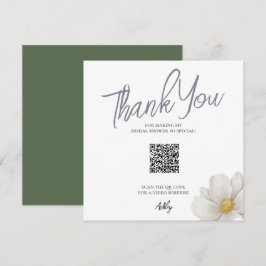 Simple White QR Code Bridal Shower Thank You Card Dankeskarte