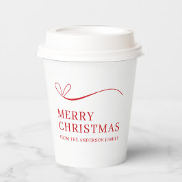 Simple white red modern Merry Christmas Pappbecher