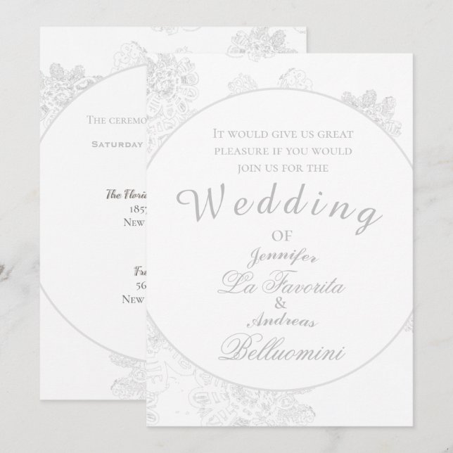 Simple White Winter Floral Wedding Invitation (Devant / Derrière)