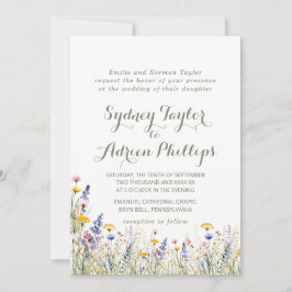 Simple Widlflower Formal Wedding Invitation Einladung