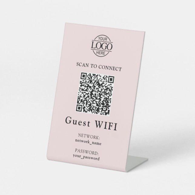 Simple Wifi Password &  Network | Business QR Code Sockelschild (Vorderseite)