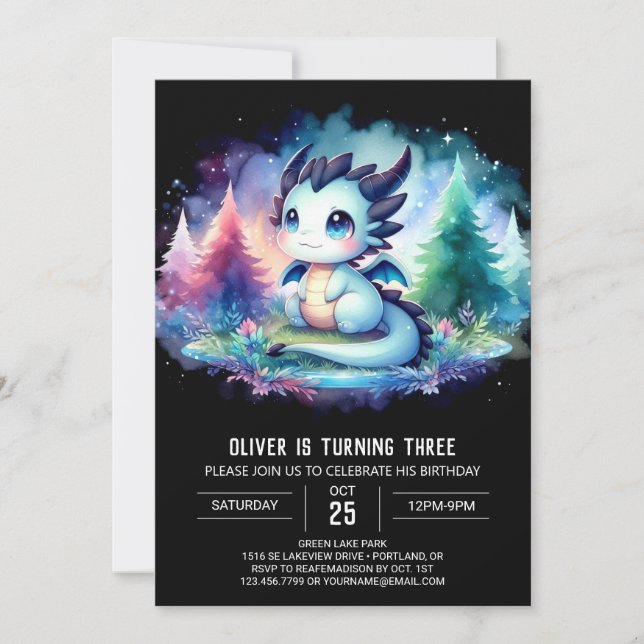 Simple Wild Dragon Birthday Einladung (Vorderseite)
