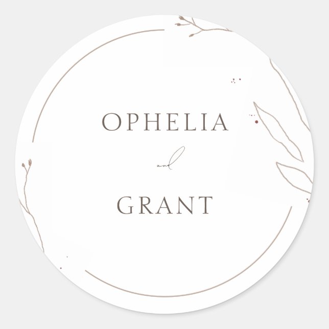 Simple Wild Grass Wedding Danke Stickers (Vorderseite)