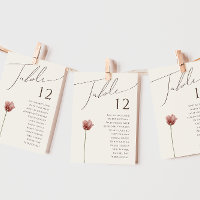 Simple Wildflower | Beige Table Number Chart