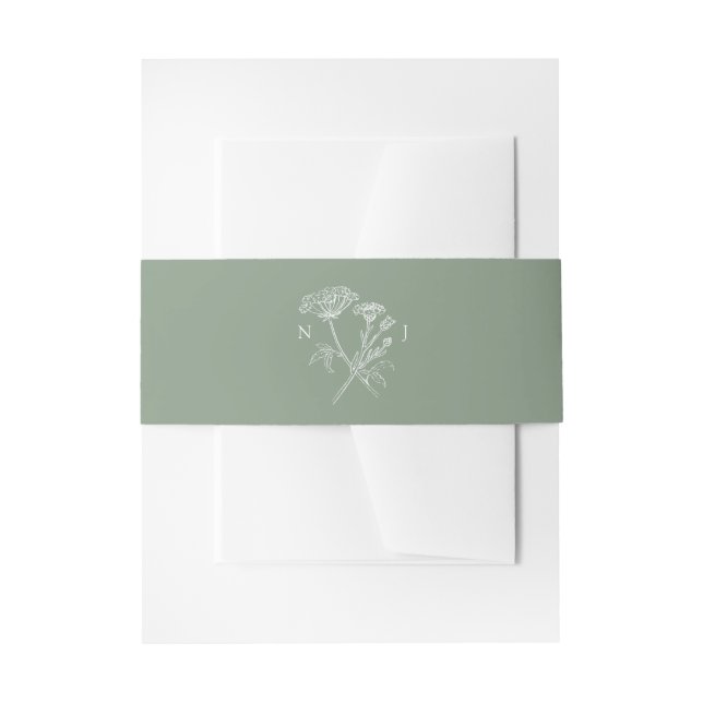 Simple wildflower meadow green white wedding einladungsbanderole (Vorderseite Beispiel)