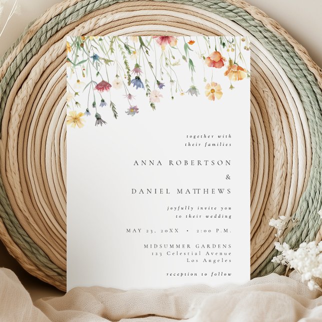 Simple Wildflower Wedding Invitation Einladung (Von Creator hochgeladen)