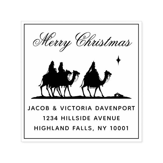 Simple Wise Men Krippe Weihnachten Rücksendeadress Permastempel (Design)