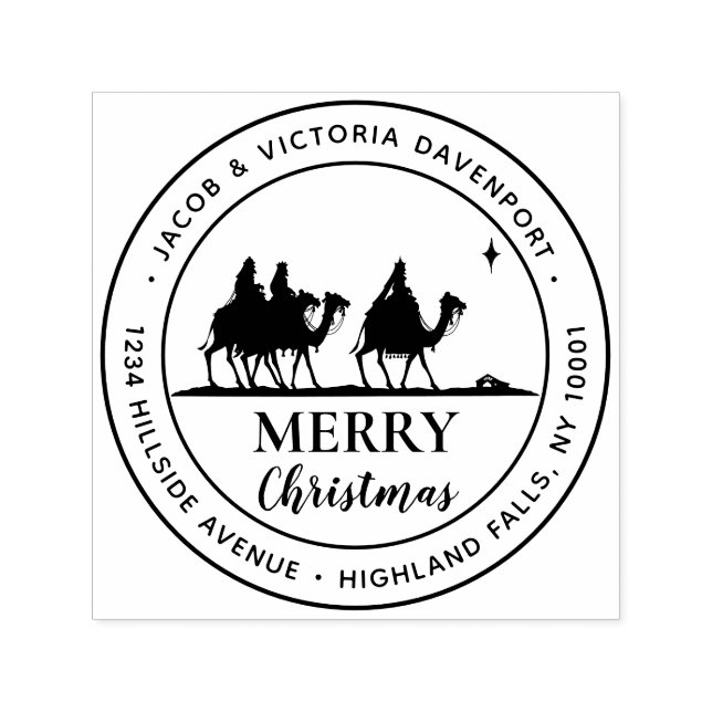 Simple Wise Men Krippe Weihnachten Rücksendeadress Permastempel (Design)