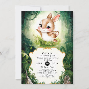 Simple Woodland Bunny Birthday Einladung