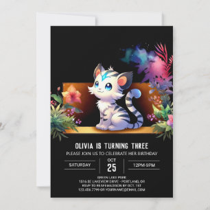 Simple Woodland Tiger Birthday Einladung