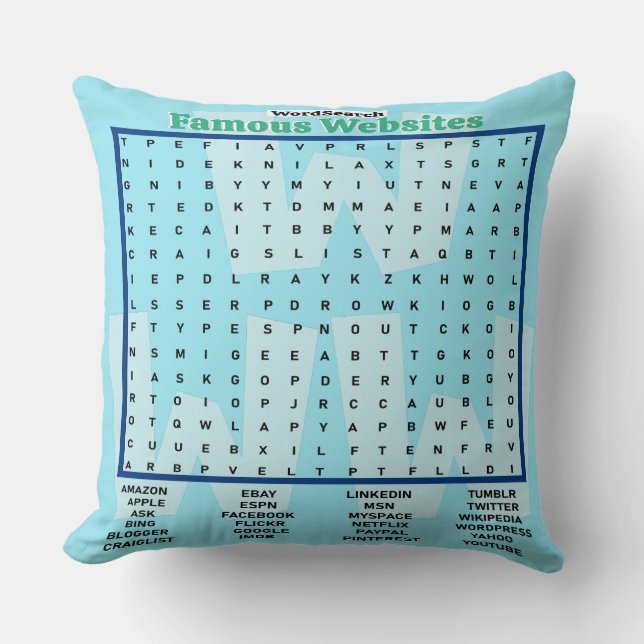 Simple Word Search Berühmte Websites Kissen (Vorderseite)