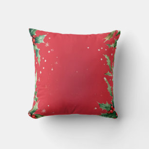 Simple Wreath Holly Berries Merry Xmas Muster Kissen