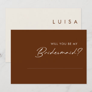 Simple Wüste Cinnamon Bridesmaid Vorschlagkarte Einladung