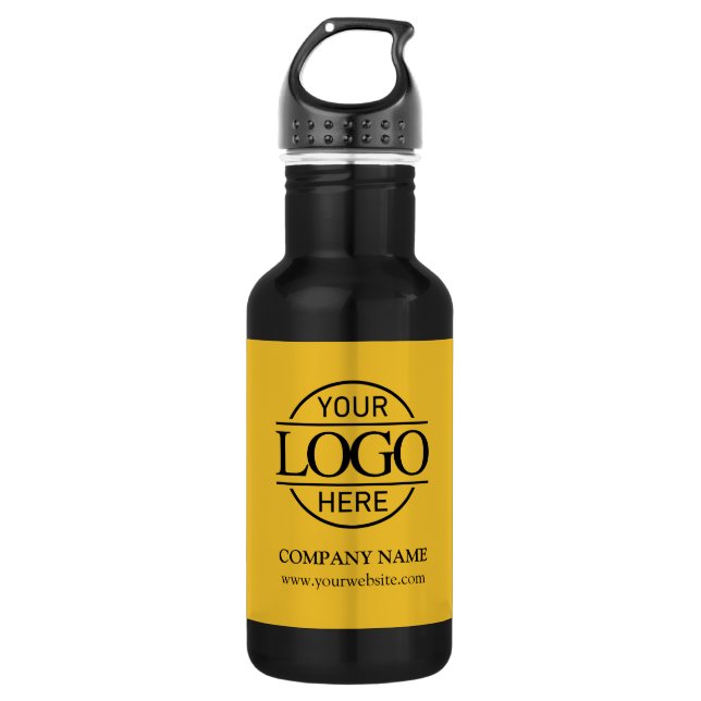 Simple Yellow and Black Company Business Logo Edelstahlflasche (Vorderseite)