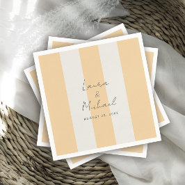 Simple Yellow and Off-White Cabana Stripes Wedding Serviette