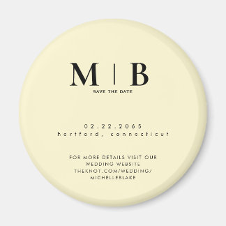 Simple Yellow Monogram Wedding Save the Date Magnet