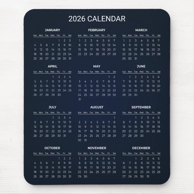 Simple Yet Elegant 2026 Calendar | Mousepad (Vorne)