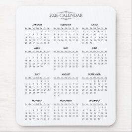 Simple Yet Elegant 2026 Calendar | Mousepad
