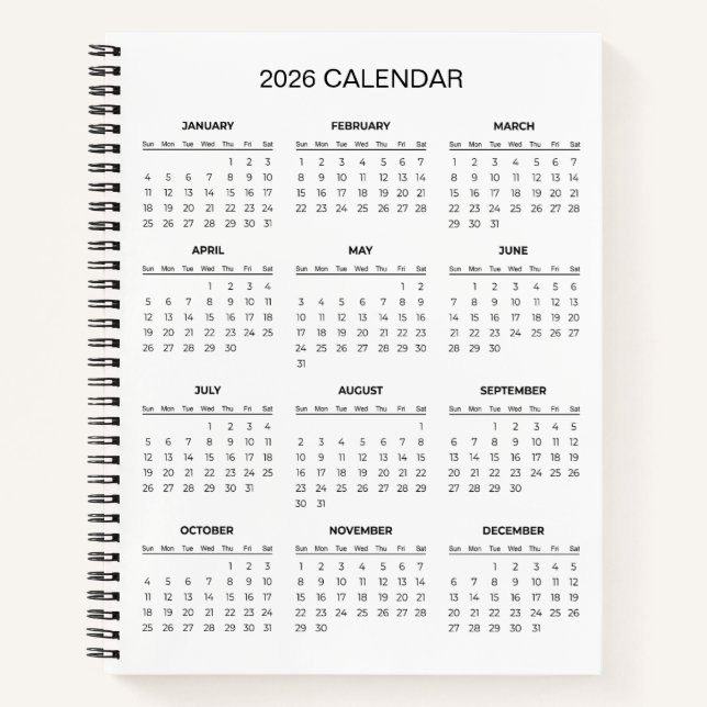 Simple Yet Elegant 2026 Calendar |  Notizbuch (Vorderseite)