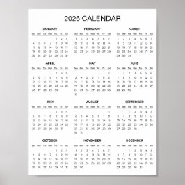 Simple Yet Elegant 2026 Calendar |  Poster