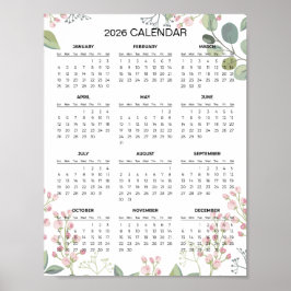 Simple Yet Elegant Floral 2026 Calendar |  Poster