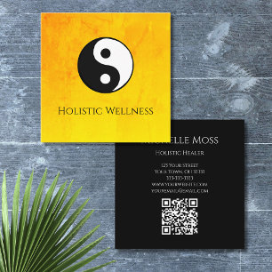Simple Yin Yang Gold Holistic Healer QR-Code Quadratische Visitenkarte