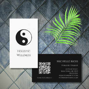 Simple Yin Yang Symbol Holistic Wellness QR Code Visitenkarte