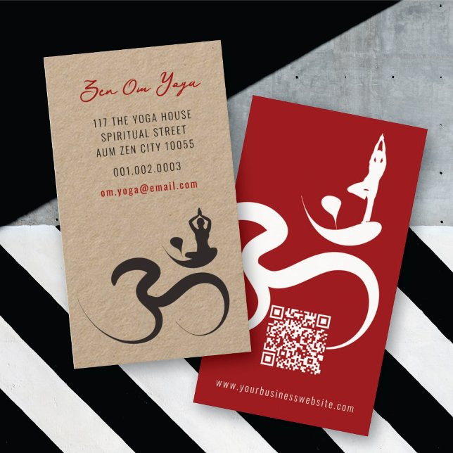 Simple Yoga Om Ohm Calligraphie Zen Carte de visit (Simple Minimalist Zen Spiritual Holistic Yoga Om/Aum Calligraphy Symbol Business Card @ fatfatin)