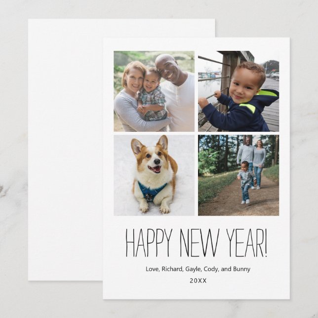 Simplement dit Joyeux carte photo du Nouvel An (Devant / Derrière)