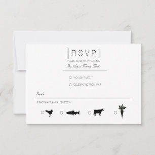 Simplement élégant Moderne RSVP noir et blanc