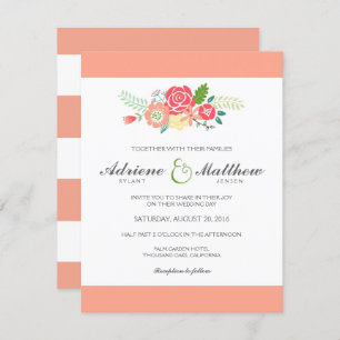 Simplement Floral & Stripes Faire-part de mariage 