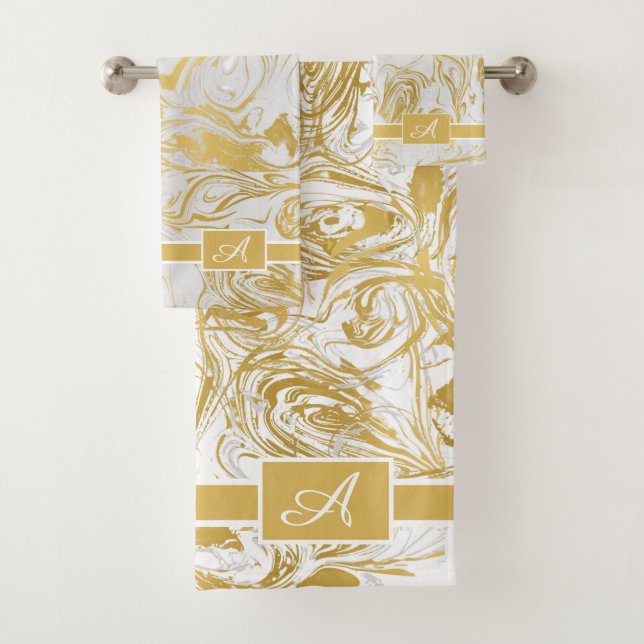 Simplement Marbre Monogramme Or Marbre blanc Bain  (En situation)