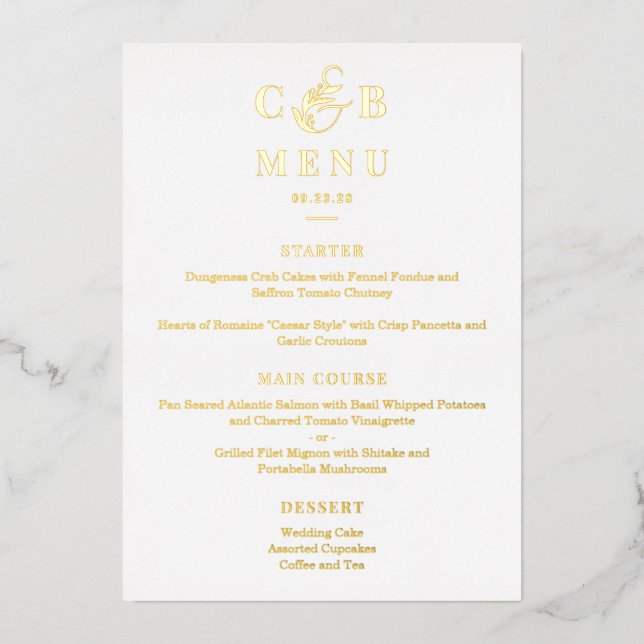 Simplement Splendide Carte de Menu Élégante en VRA (Recto)