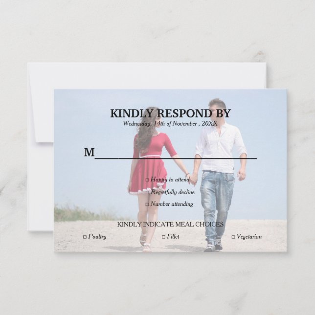 Simplement Typographie Photo Mariage Carte RSVP (Devant)