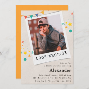 Simples invitations à 13e anniversaire Boy Photo