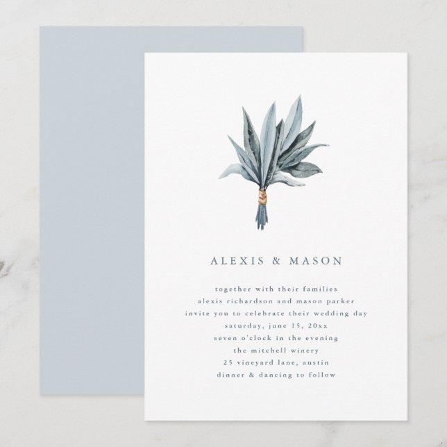 Simplicité de l'eucalyptus | Faire-part de mariage (Devant / Derrière)