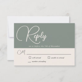 Simplicité moderne Deep Sage Green Wedding RSVP