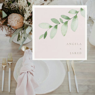 Simplicity Foliage Blush Hochzeits-Cocktail Serviette