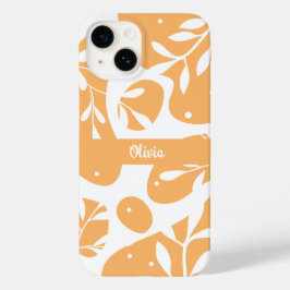 Simplisch Abstrakt Orange Personalisiert Floral Case-Mate iPhone 14 Hülle
