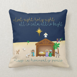 Simplistic Bethlehem Nativity Szene Stille Nacht Kissen