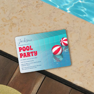 Simplistic Pool Party Geburtstag Einladung